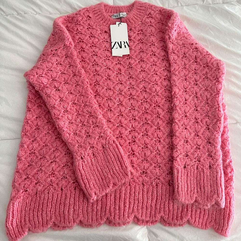 never worn, tags on zara pink knit sweater💗